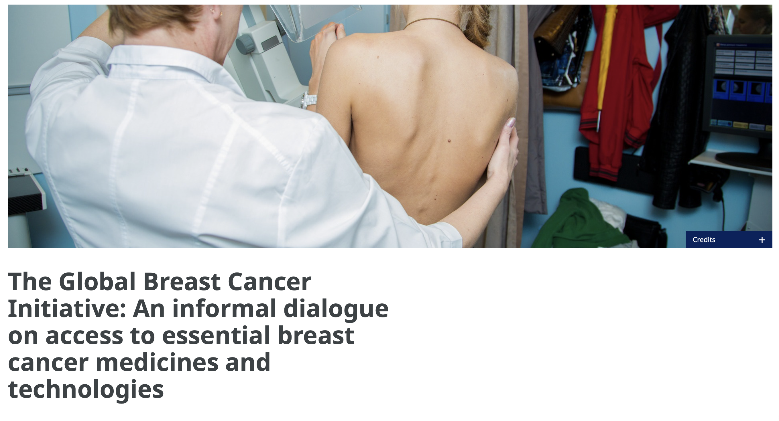 The Global Breast Cancer Initiative: An informal dialogue on access to essential breast cancer medicines and technologies